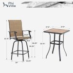 PHI VILLA 3-Piece Brown Swivel Bar Set