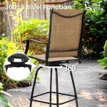 PHI VILLA 3-Piece Brown Swivel Bar Set