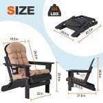 Set of 2 Folding Adirondack Chairs with Cushions