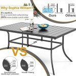 Navy Patio Dining Set with Umbrella for 6