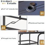 Navy Patio Dining Set with Umbrella for 6
