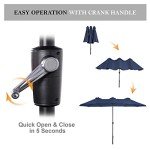 Navy Patio Dining Set with Umbrella for 6