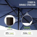 Navy Patio Dining Set with Umbrella for 6