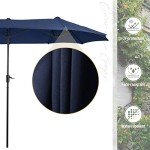 Navy Patio Dining Set with Umbrella for 6