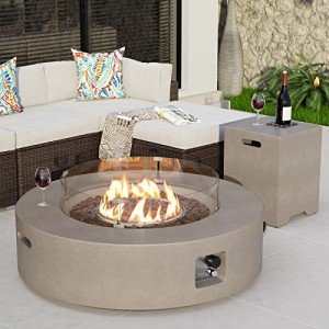 2-Piece Outdoor Propane Fire Pit Table Set