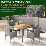 YEEFY 5-Piece Rattan Patio Dining Set for 4