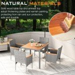 YEEFY 5-Piece Rattan Patio Dining Set for 4