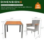 YEEFY 5-Piece Rattan Patio Dining Set for 4