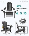 Foldable Gray Wood-Texture Adirondack Chair