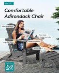 Foldable Gray Wood-Texture Adirondack Chair