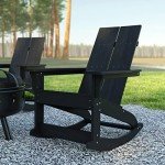 Emma + Oliver Black Adirondack Rocking Chair