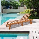 Outsunny Folding Chaise Lounge Chair with Wheels