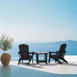Folding Adirondack Chair with Cup Holder - Black