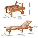 Outsunny Folding Chaise Lounge Chair with Wheels