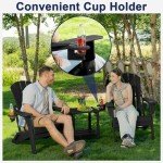 Folding Adirondack Chair with Cup Holder - Black