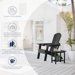 Folding Adirondack Chair with Cup Holder - Black