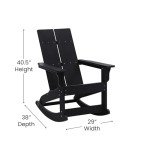 Emma + Oliver Black Adirondack Rocking Chair