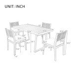 Wood Outdoor Dining Set for 4 with Cushions