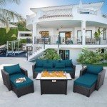 Peacock Blue 6-Piece Patio Furniture Fire Pit Set