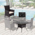 10-Piece Rattan Dining Set with Umbrella Cutout