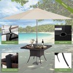 10-Piece Rattan Dining Set with Umbrella Cutout