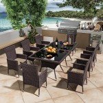 10-Piece Rattan Dining Set with Umbrella Cutout