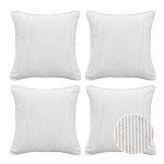 Set of 4 Waterproof Tan Stripe Throw Pillows
