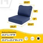Navy Blue Outdoor Deep Seat Cushions - Set of 2