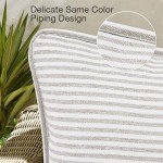 Set of 4 Waterproof Tan Stripe Throw Pillows