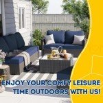 Navy Blue Outdoor Deep Seat Cushions - Set of 2