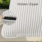 Set of 4 Waterproof Tan Stripe Throw Pillows