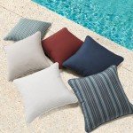 Set of 4 Waterproof Tan Stripe Throw Pillows