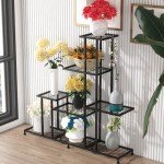 5-Tier Metal Plant Stand for Indoor/Outdoor Use