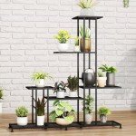 5-Tier Metal Plant Stand for Indoor/Outdoor Use