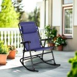 Navy Outdoor Zero Gravity Lounge Rocker with Pillow