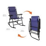 Navy Outdoor Zero Gravity Lounge Rocker with Pillow
