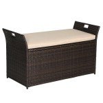 Brightpeak 90 Gallon Outdoor Wicker Storage Bench