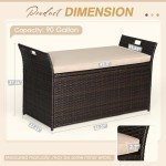 Brightpeak 90 Gallon Outdoor Wicker Storage Bench
