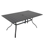 Nixtopia Black Rectangle Patio Dining Table, 6 Person