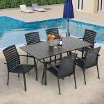Nixtopia Black Rectangle Patio Dining Table, 6 Person