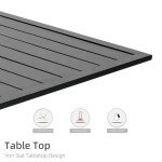 Nixtopia Black Rectangle Patio Dining Table, 6 Person