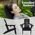 Folding Adirondack Chair with Cup Holder - Black