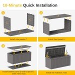 EAST OAK 90 Gallon Waterproof Outdoor Storage Box