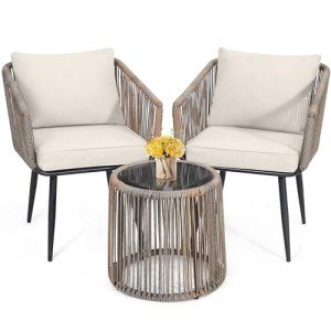 Kromax 3-Piece Outdoor Rattan Bistro Set