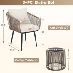 Kromax 3-Piece Outdoor Rattan Bistro Set