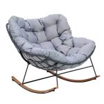 Grey Outdoor Papasan Rocking Chair with Cushion