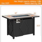 Yaheetech 43” Propane Fire Pit Table with Cover