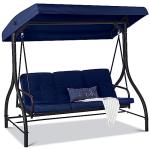 3-Seat Outdoor Canopy Swing Glider Chair - Navy