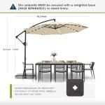 10ft Solar LED Offset Patio Umbrella - Beige