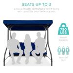 3-Seat Outdoor Canopy Swing Glider Chair - Navy